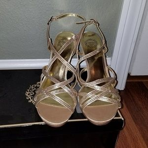 Size 8 gold beaded heels, never worn